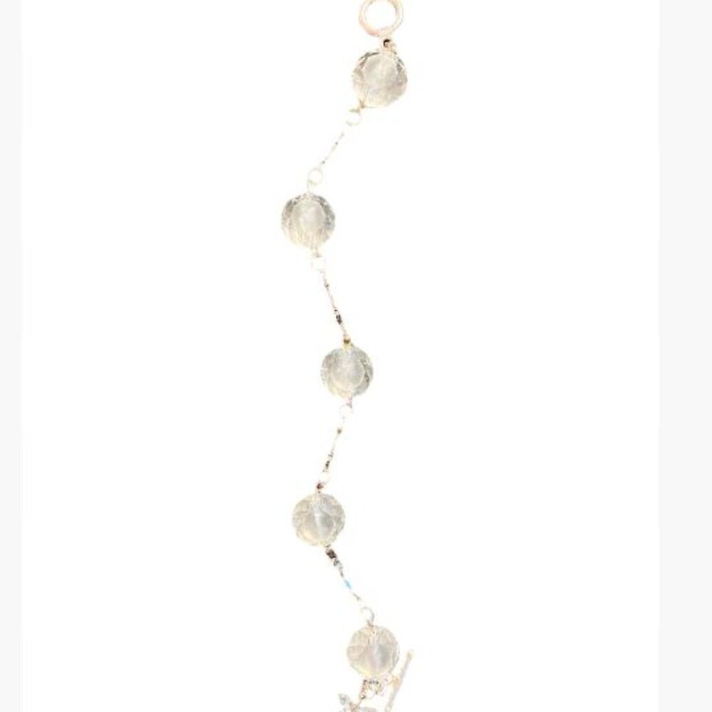 Handcrafted Crystaline Bead and Silver-Tone Chain Bracelet with Rhinestone Charm - Picture 4 of 11